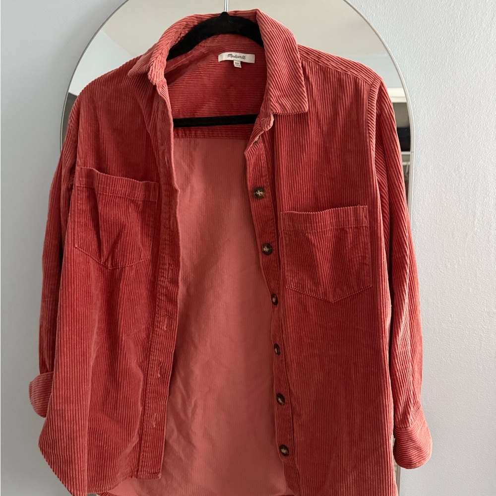 Madewell Pink Corduroy Button-Up Shirt